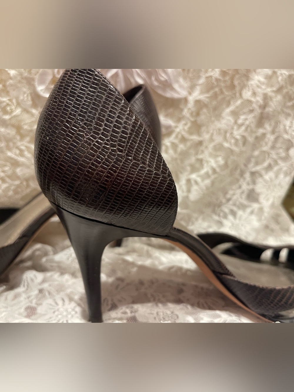 Ann Taylor Brown Textured Pointed-Toe Stiletto Heels